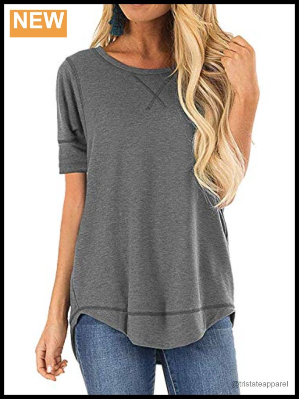 JomeDesign Summer Tunic Top Short Sleeve Side Split Loose Casual